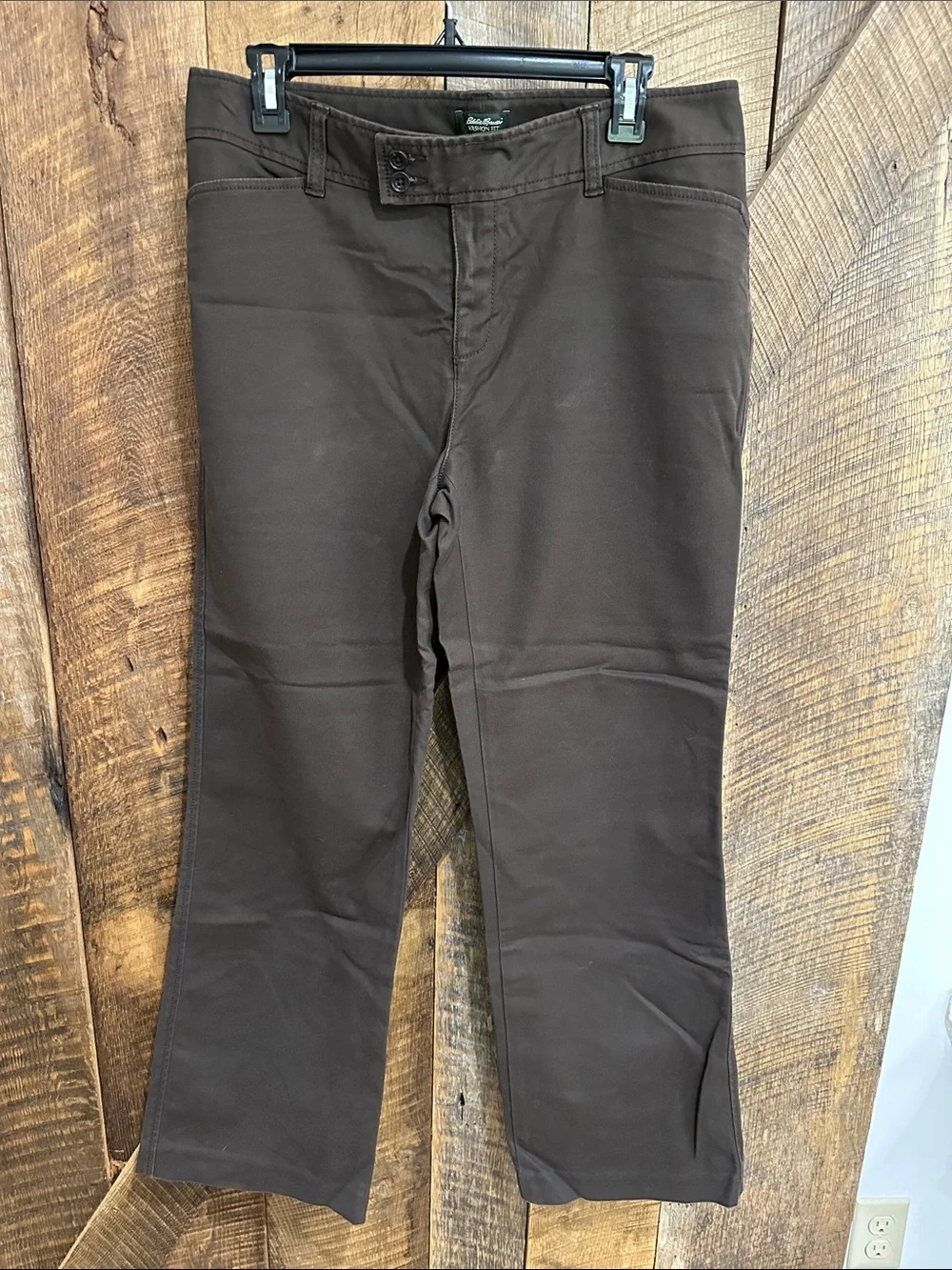 Eddie Bauer Vashon Fit Pants Women Sz 10 Brown Straight Leg Pockets Career G57